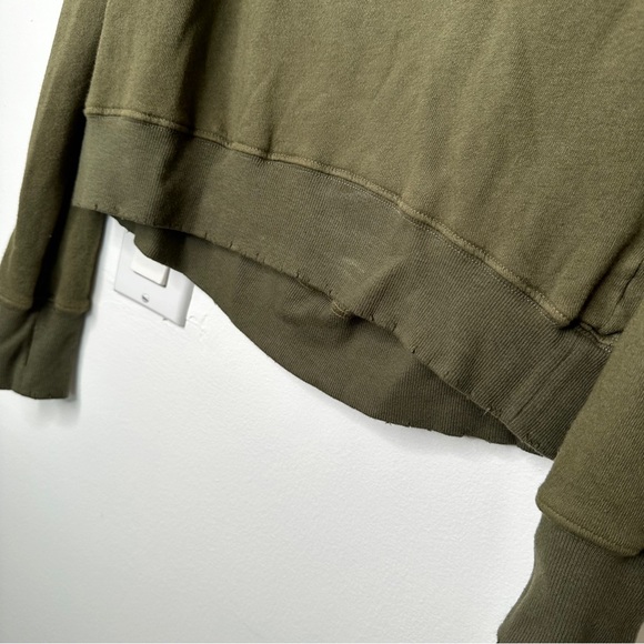 Pam & Gela Destroyed Cold Shoulder Sweatshirt Green P/0/XS - Picture 9 of 11
